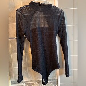 Black Lace Long Sleeve Bodysuit